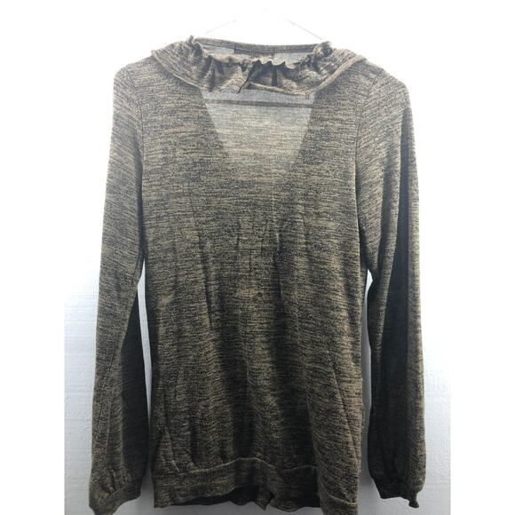 Love Free Brown Ruffled Button Down Cardigan Sweater Women's Size Medium - Picture 3 of 3